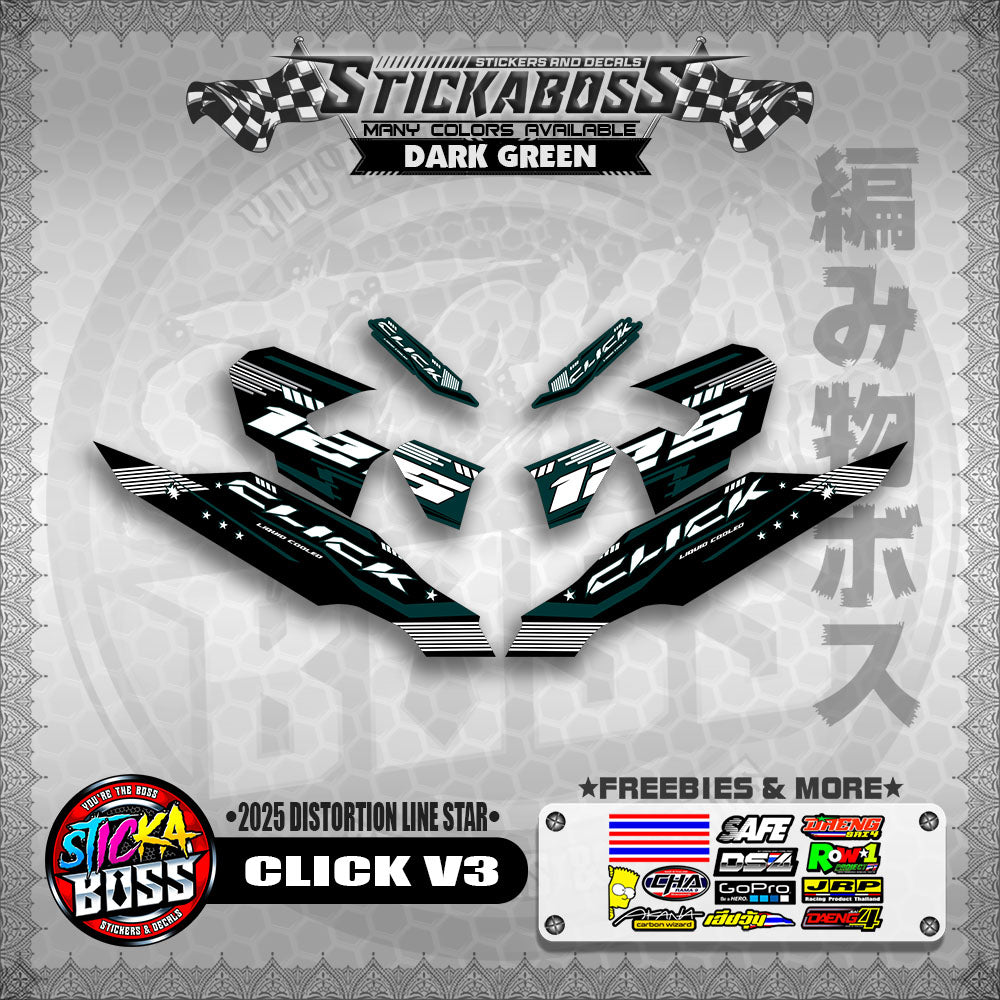 CLICK V3 STICKER DECALS ( 2025 DISTORTION LINE STAR  )【WITH FREEBIES】