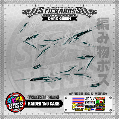 【PREMIUM UV PRINT】TRANSPARENT RAIDER 150 CARB DECALS ( SATRIA F150 GARANSI )【WITH FREEBIES】