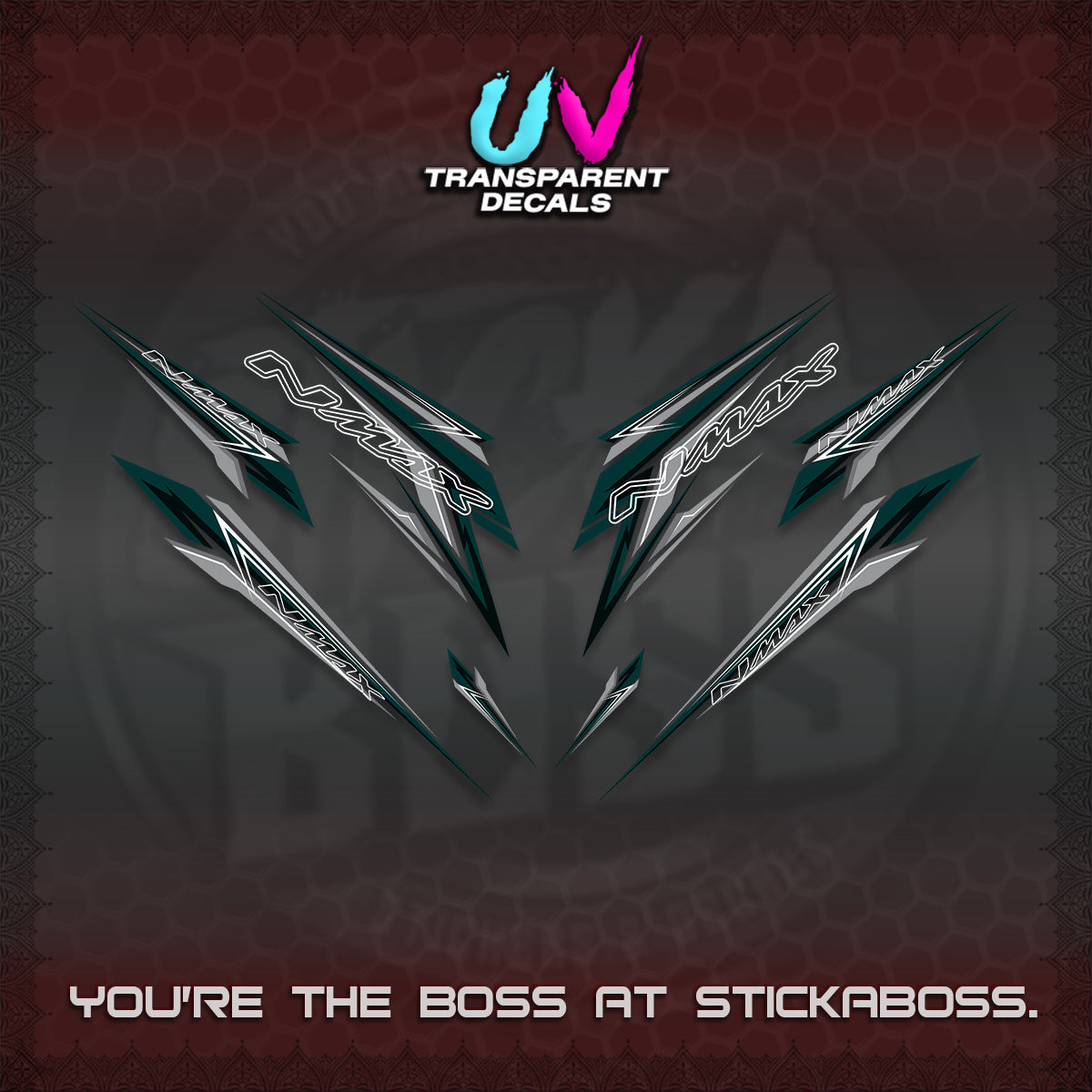 NMAX V2 UV TRANSPARENT DECALS (2024 NM 00-A1 STYLE) STICKER DECALS By STICKABOSS