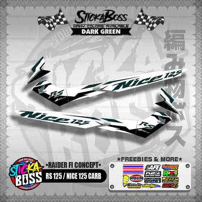 RS 125 / NICE 125 CARB DECALS ( RAIDER FI CONCEPT )【WITH FREEBIES】
