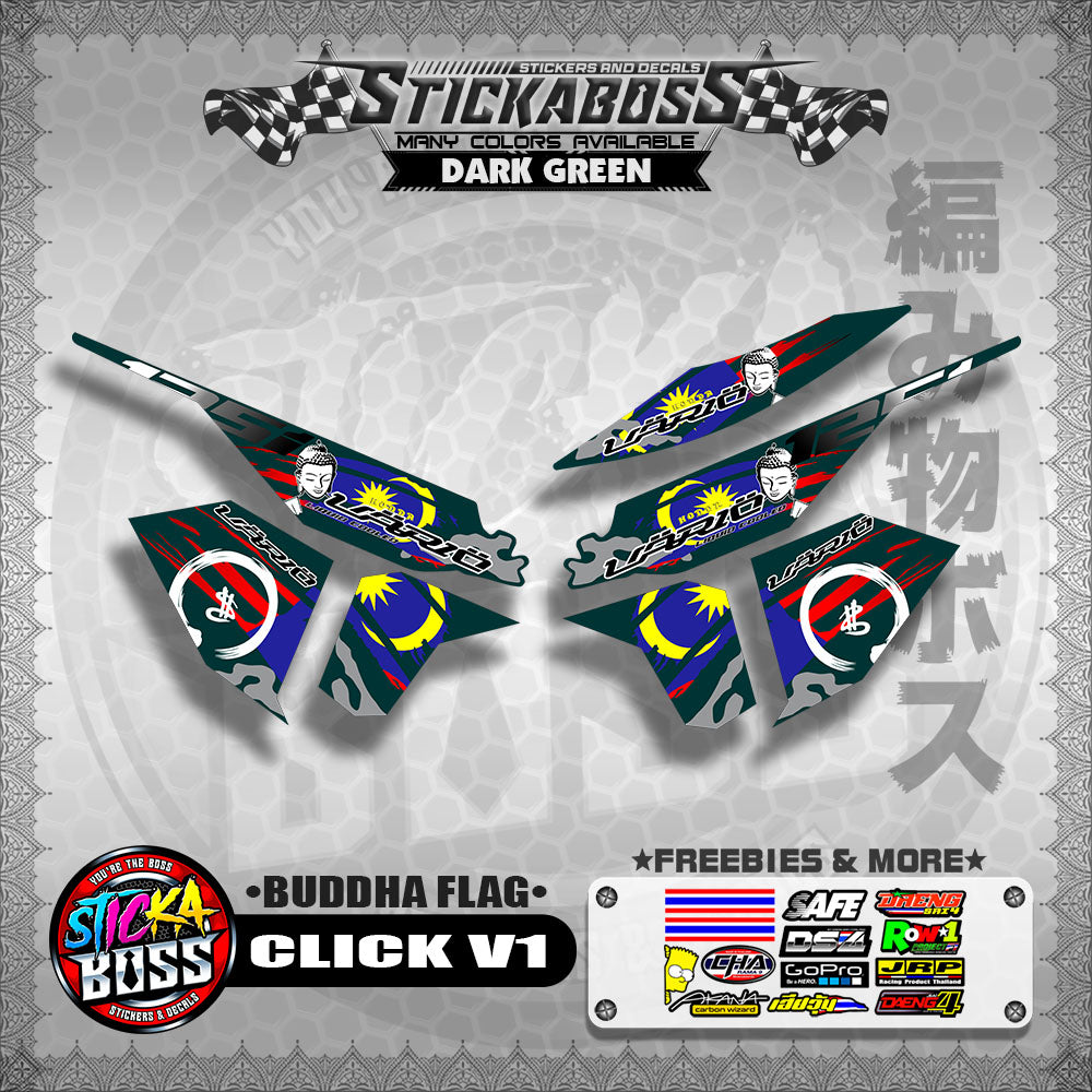 CLICK V1 MALAYSIAN STICKER DECALS ( BUDDHA FLAG )【WITH FREEBIES】