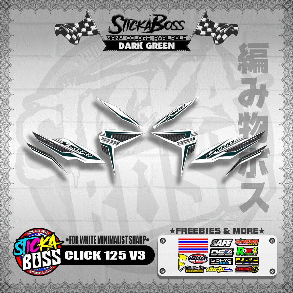 CLICK 125 V3 DECALS ( FOR WHITE MINIMALIST SHARP )【WITH FREEBIES】