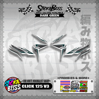 CLICK 125 V3 DECALS ( FOR WHITE MINIMALIST SHARP )【WITH FREEBIES】