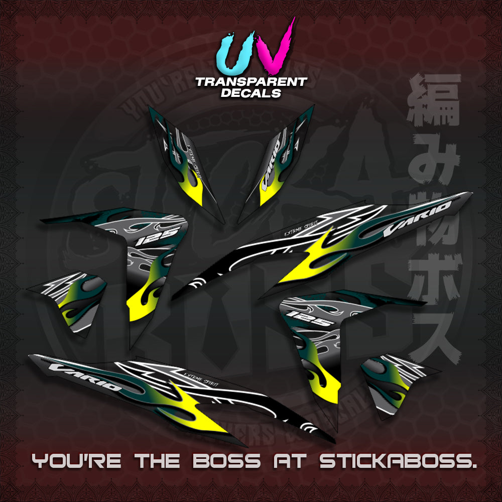 CLICK 125 V2 MALAY CONCEPT ( TRANSPARENT TRIBAL X FIRE CUSTOM ) STICKER DECALS By STICKABOSS