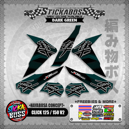 CLICK 125 / 150 V2 STICKER DECALS ( HAYABUSA CONCEPT )【WITH FREEBIES】