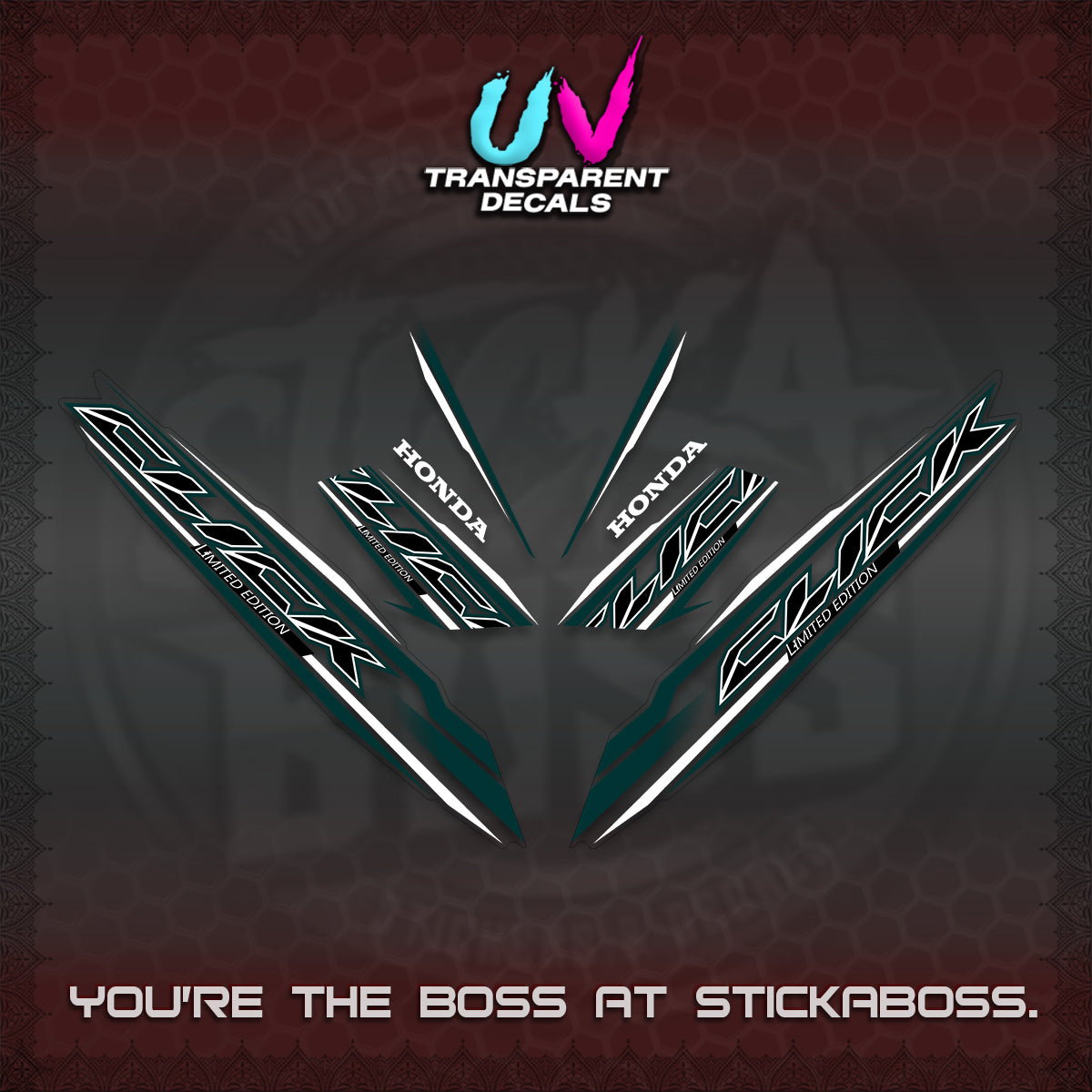 CLICK 125 V3 INDO UV TRANSPARENT DECALS (2024 SV 13-A2 STYLE) STICKER KITS By STICKABOSS