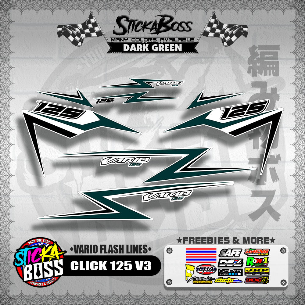 CLICK 125 V3 DECALS ( VARIO FLASH LINES )【WITH FREEBIES】