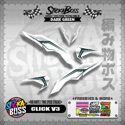 CLICK V3 DECALS ( FOR WHITE 2 TONE SPEED STREAKS )【WITH FREEBIES】