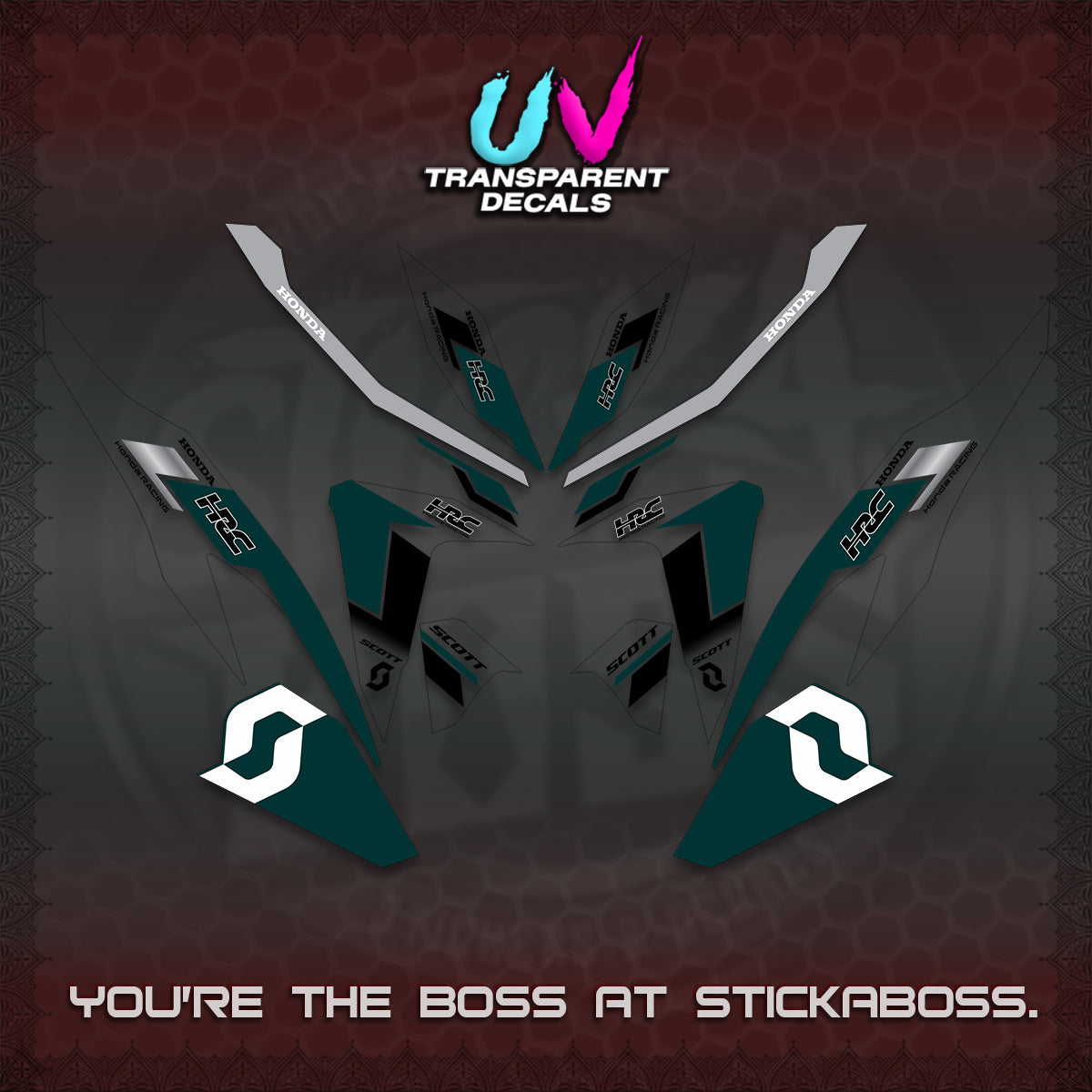 CLICK V2 UV TRANSPARENT DECALS (SCOTTxHRC DESIGN)STICKER KITS By STICKABOSS