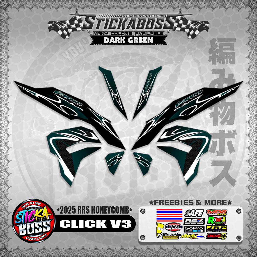 CLICK V3 INDO STICKER DECALS ( 2025 RRS HONEYCOMB )【WITH FREEBIES】