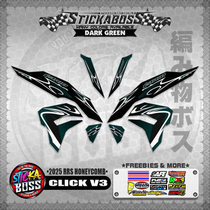 CLICK V3 INDO STICKER DECALS ( 2025 RRS HONEYCOMB )【WITH FREEBIES】