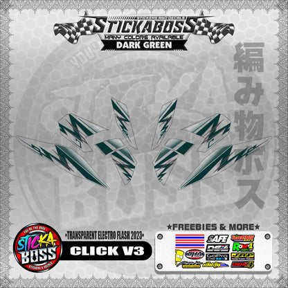 【PREMIUM UV PRINT】TRANSPARENT CLICK 125 V3 STICKER DECALS ( ELECTRO FLASH 2023 )【WITH FREEBIES】