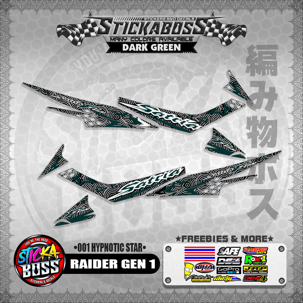 RAIDER GEN 1 MALAYSIAN STICKER DECALS (001 HYPNOTIC STAR)【WITH FREEBIES】