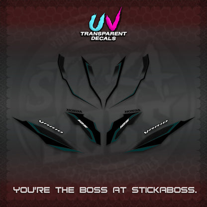 CLICK 125 V3 VARIO UV TRANSPARENT DECALS (2026 INDO HONEYCOMB DESIGN) STICKER DECALS By STICKABOSS