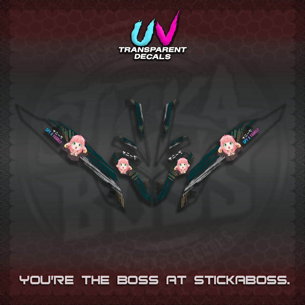 【PREMIUM UV PRINT】TRANSPARENT CLICK V3   DECALS (ANYA MOTIF DESIGN)STICKER DECALS By STICKABOSS