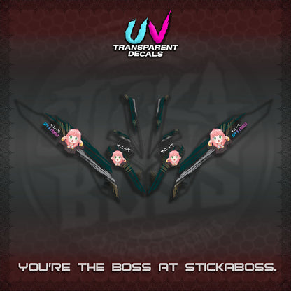 【PREMIUM UV PRINT】TRANSPARENT CLICK V3   DECALS (ANYA MOTIF DESIGN)STICKER DECALS By STICKABOSS