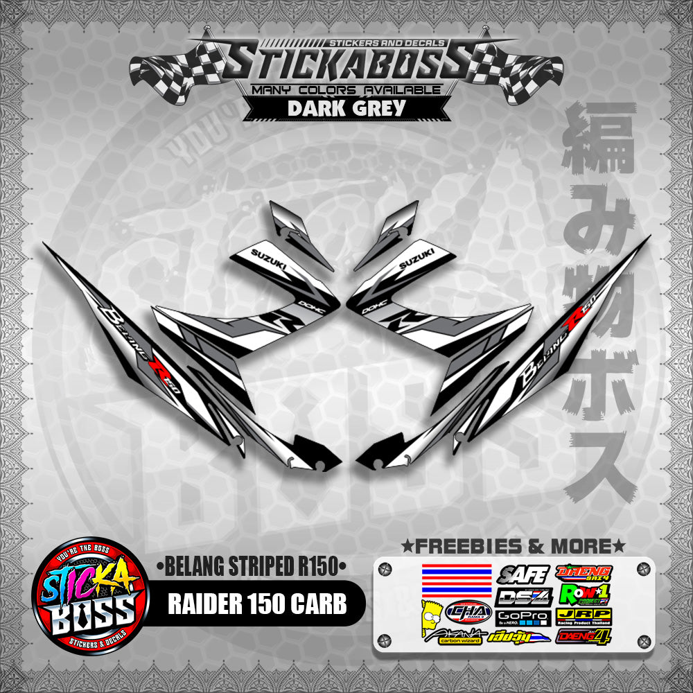 RAIDER 150 CARB STICKER DECALS ( BELANG STRIPED R150 )【WITH FREEBIES】