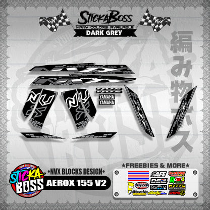 AEROX 155 V2 DECALS ( NVX BLOCKS DESIGN )【WITH FREEBIES】