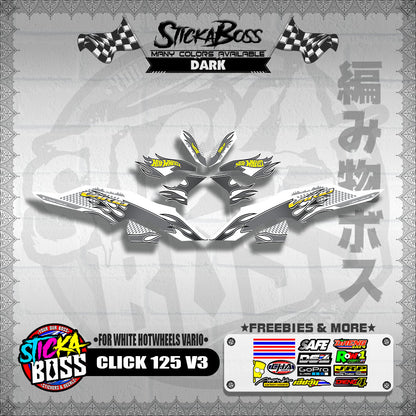 CLICK 125 V3 DECALS ( FOR WHITE HOTWHEELS VARIO )【WITH FREEBIES】