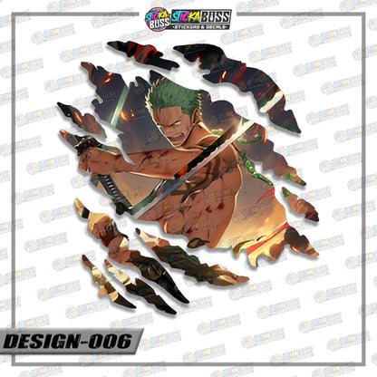 ONE PIECE ZORO | ANIME SCRATCH STICKER【VINYL PRINTED】( LAMINATED / WATERPROOF )【Stickaboss】