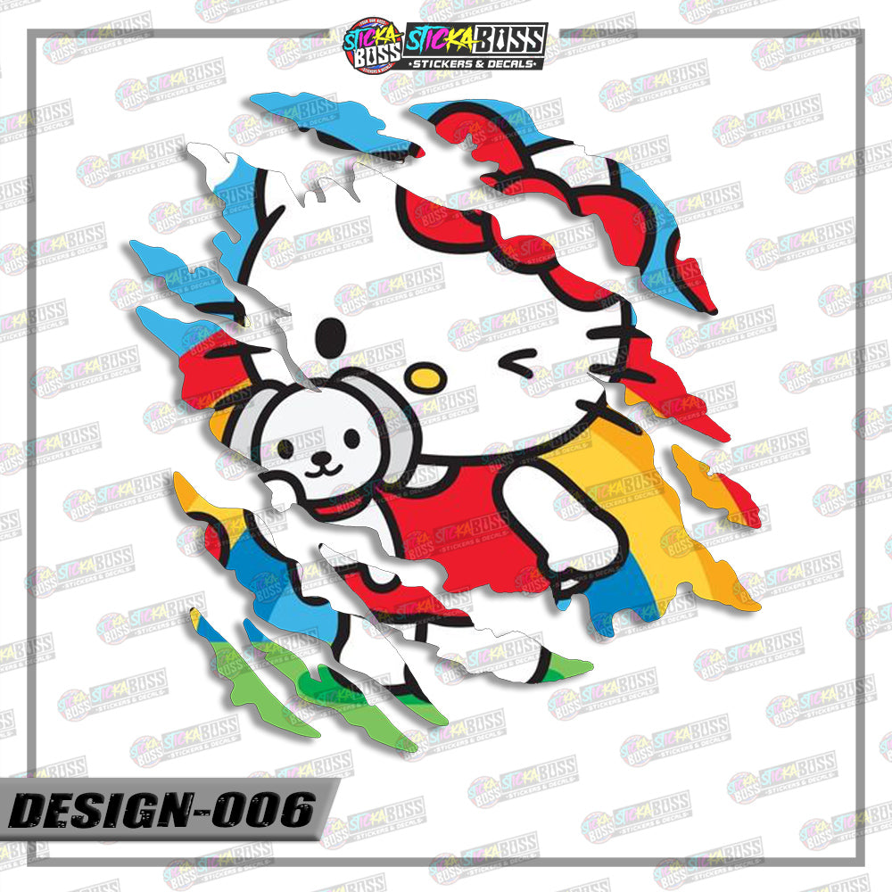 HELLO KITTY| ANIME SCRATCH STICKER【VINYL PRINTED】( LAMINATED / WATERPROOF )【Stickaboss】