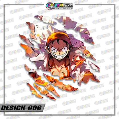 LUFFY GEAR  4&5 | ANIME SCRATCH STICKER【VINYL PRINTED】( LAMINATED / WATERPROOF )【Stickaboss】