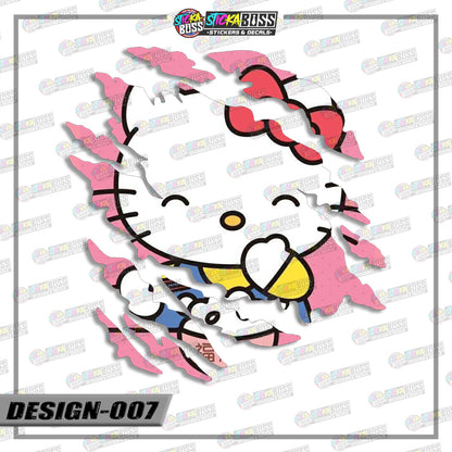 HELLO KITTY| ANIME SCRATCH STICKER【VINYL PRINTED】( LAMINATED / WATERPROOF )【Stickaboss】