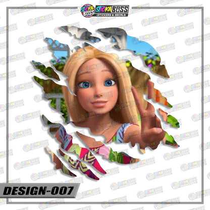 BARBIE   | ANIME SCRATCH STICKER【VINYL PRINTED】( LAMINATED / WATERPROOF )【Stickaboss】