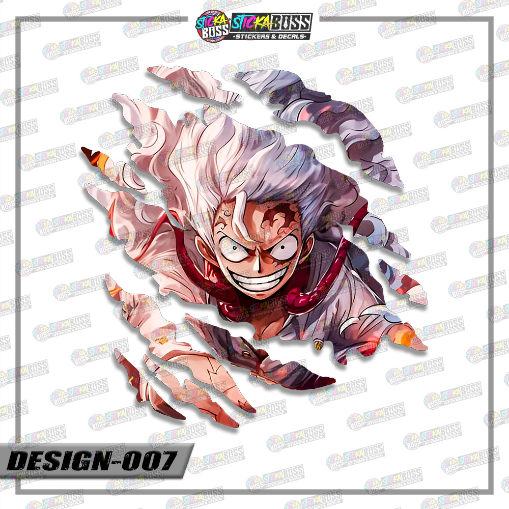 LUFFY GEAR  4&5 | ANIME SCRATCH STICKER【VINYL PRINTED】( LAMINATED / WATERPROOF )【Stickaboss】