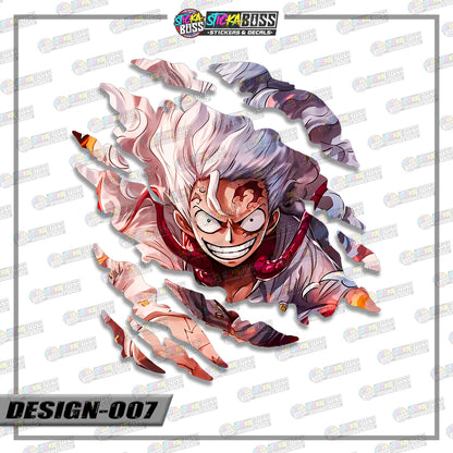 LUFFY GEAR  4&5 | ANIME SCRATCH STICKER【VINYL PRINTED】( LAMINATED / WATERPROOF )【Stickaboss】
