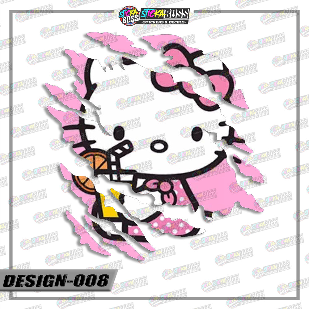 HELLO KITTY| ANIME SCRATCH STICKER【VINYL PRINTED】( LAMINATED / WATERPROOF )【Stickaboss】