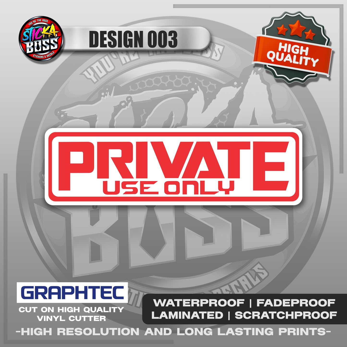 PRIVATE USE ONLY | VINYL WATERPROOF STICKER | PREMIUM LAMINATED【PRINTED】