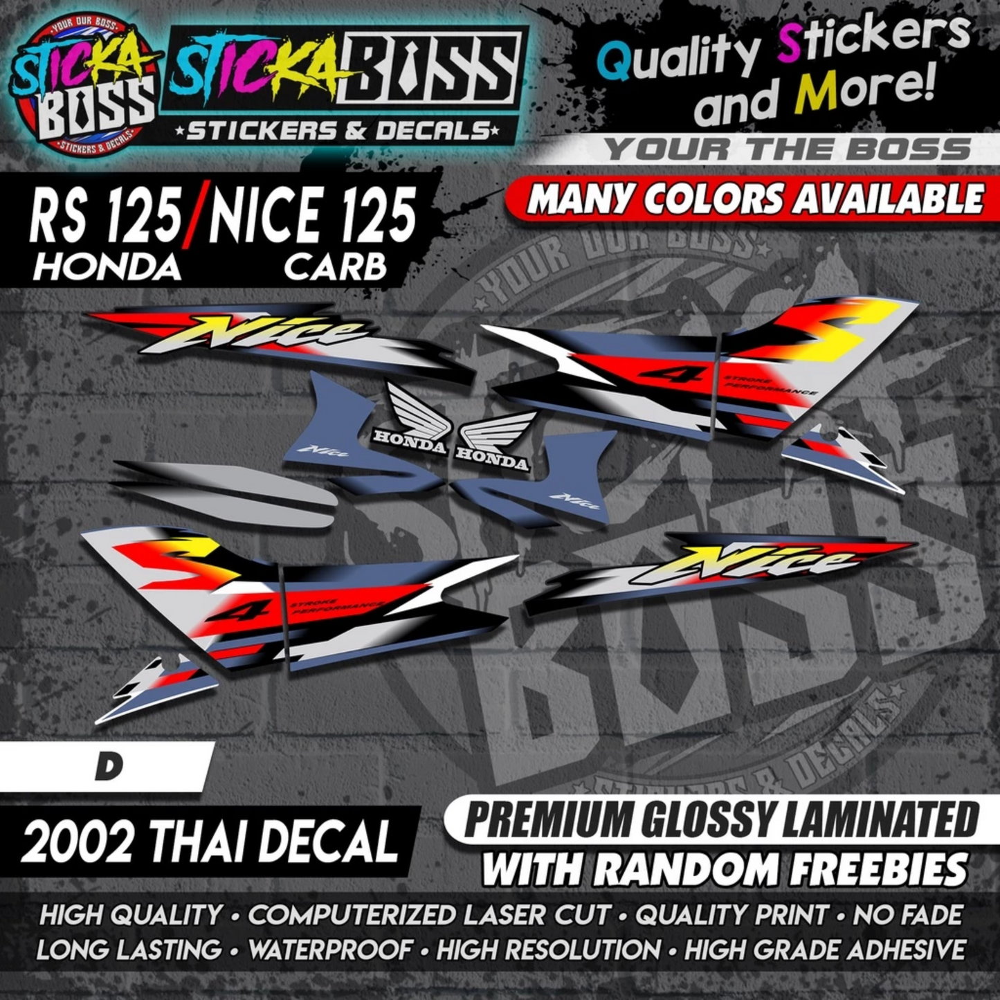RS 125 / NICE 125 ( 2002 THAI DECAL ) 【PREMIUM GLOSSY LAMINATED】