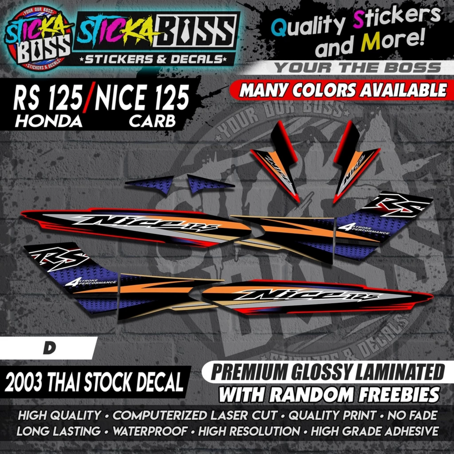 RS 125 / NICE 125 ( 2003 THAI STOCK DECAL ) 【PREMIUM GLOSSY LAMINATED】