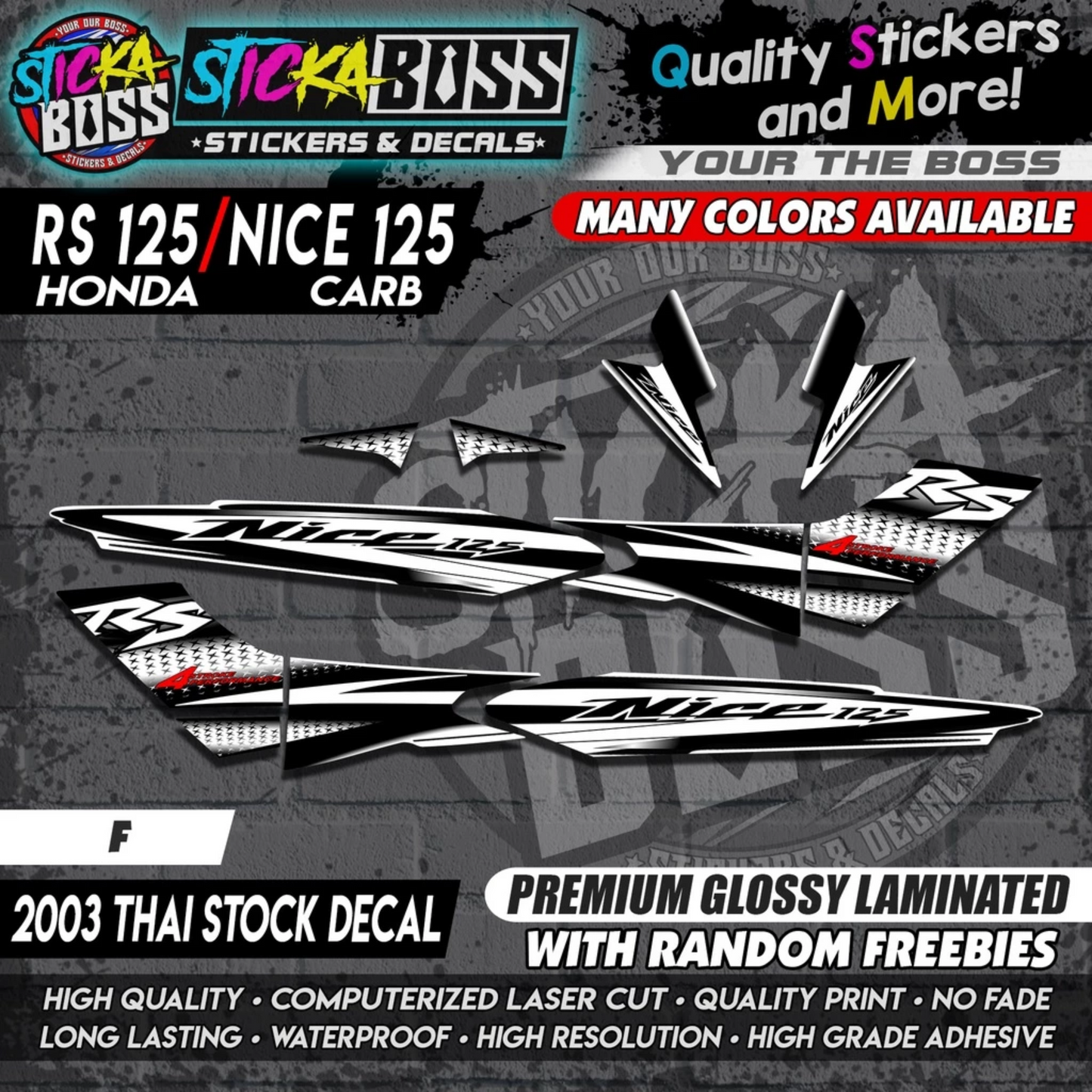 RS 125 / NICE 125 ( 2003 THAI STOCK DECAL ) 【PREMIUM GLOSSY LAMINATED】