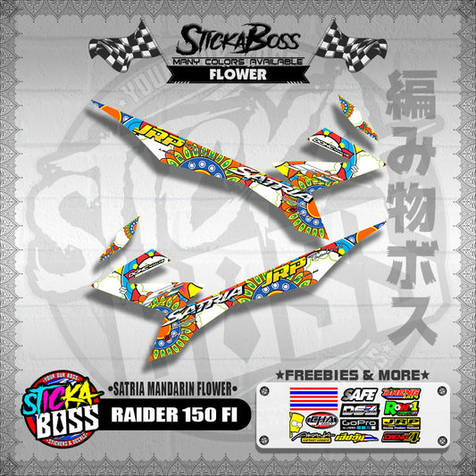 RAIDER 150 FI DECALS ( SATRIA MANDARIN FLOWER )【WITH FREEBIES】