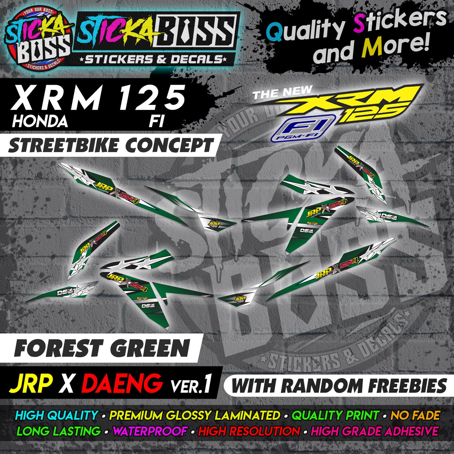 XRM 125 FI Decals - (JRP x DAENG VER.1) [STREET BIKE CONCEPT]【PREMIUM GLOSSY LAMINATED】