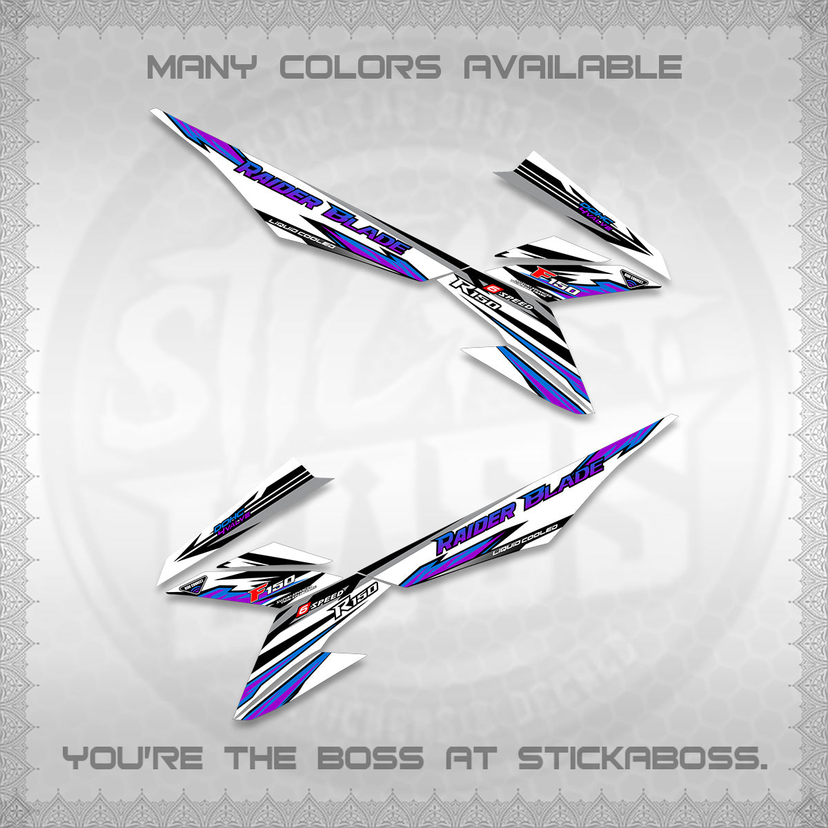 RAIDER BLADE 150 FOR WHITE DECAL(2026 NEW SHARP)STICKER DECALS By STICKABOSS