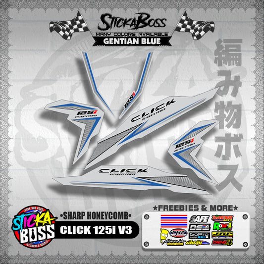 CLICK 125i V3 DECALS ( SHARP HONEYCOMB )【WITH FREEBIES】