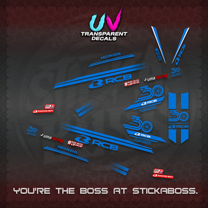 CLICK 125 V3 UV TRANSPARENT DECALS (2026 30TH ANNIVERSARY RACING DESIGN) STICKER DECALS By STICKABOSS