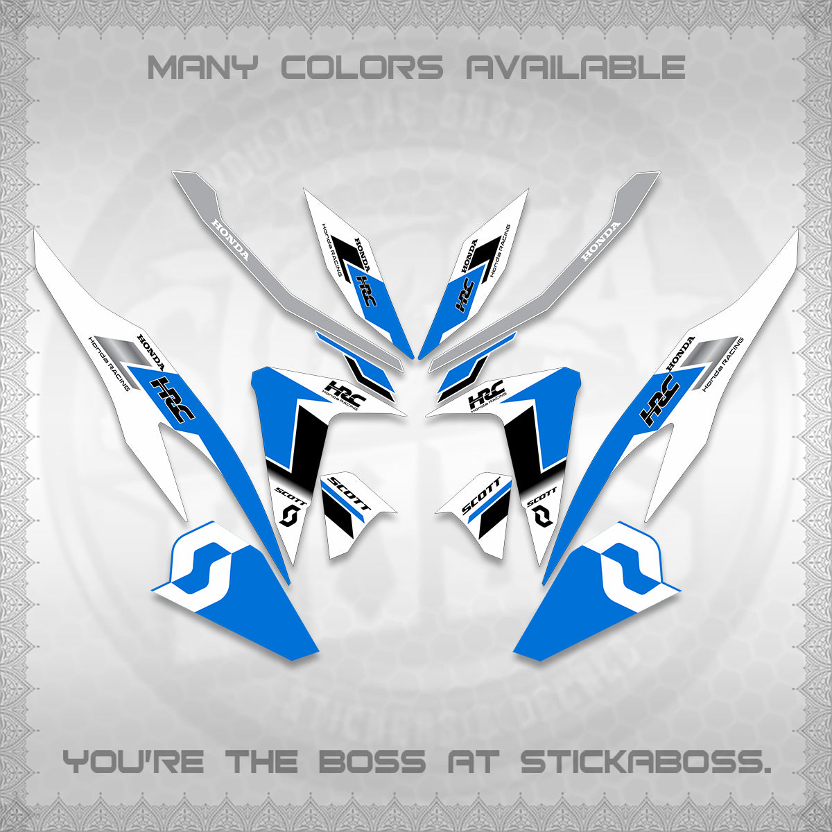 CLICK V2 FOR WHITE DECALS (SCOTTxHRC DESIGN) STICKER KITS By STICKABOSS
