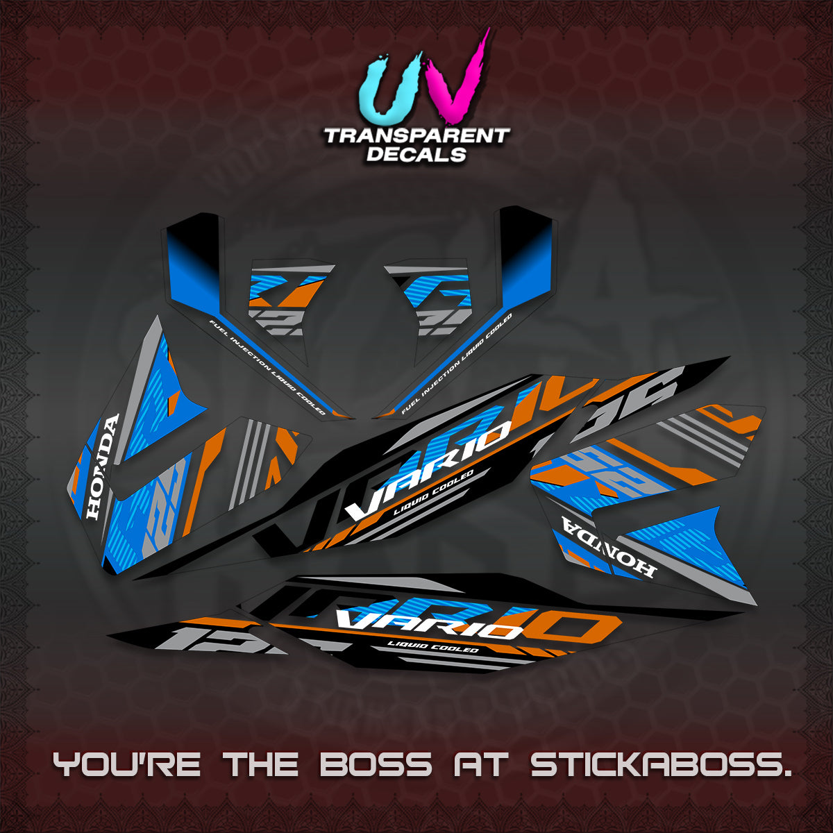 CLICK 125 V4 MALAY VARIO UV TRANSPARENT  DECALS (2026 VV12 DESIGN) STICKER KITS By STICKABOSS