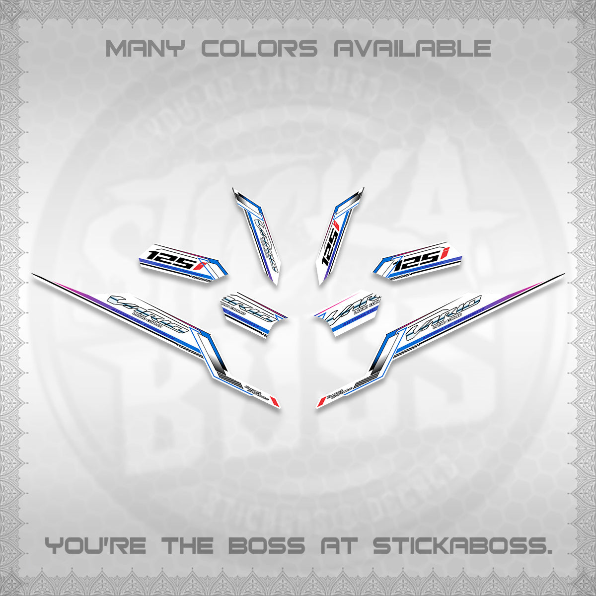 CLICK V3 VARIO STRIPING FOR WHITE DECALS (2026 SPORTS RACE DESIGN) STICKER KITS BY STICKABOSS