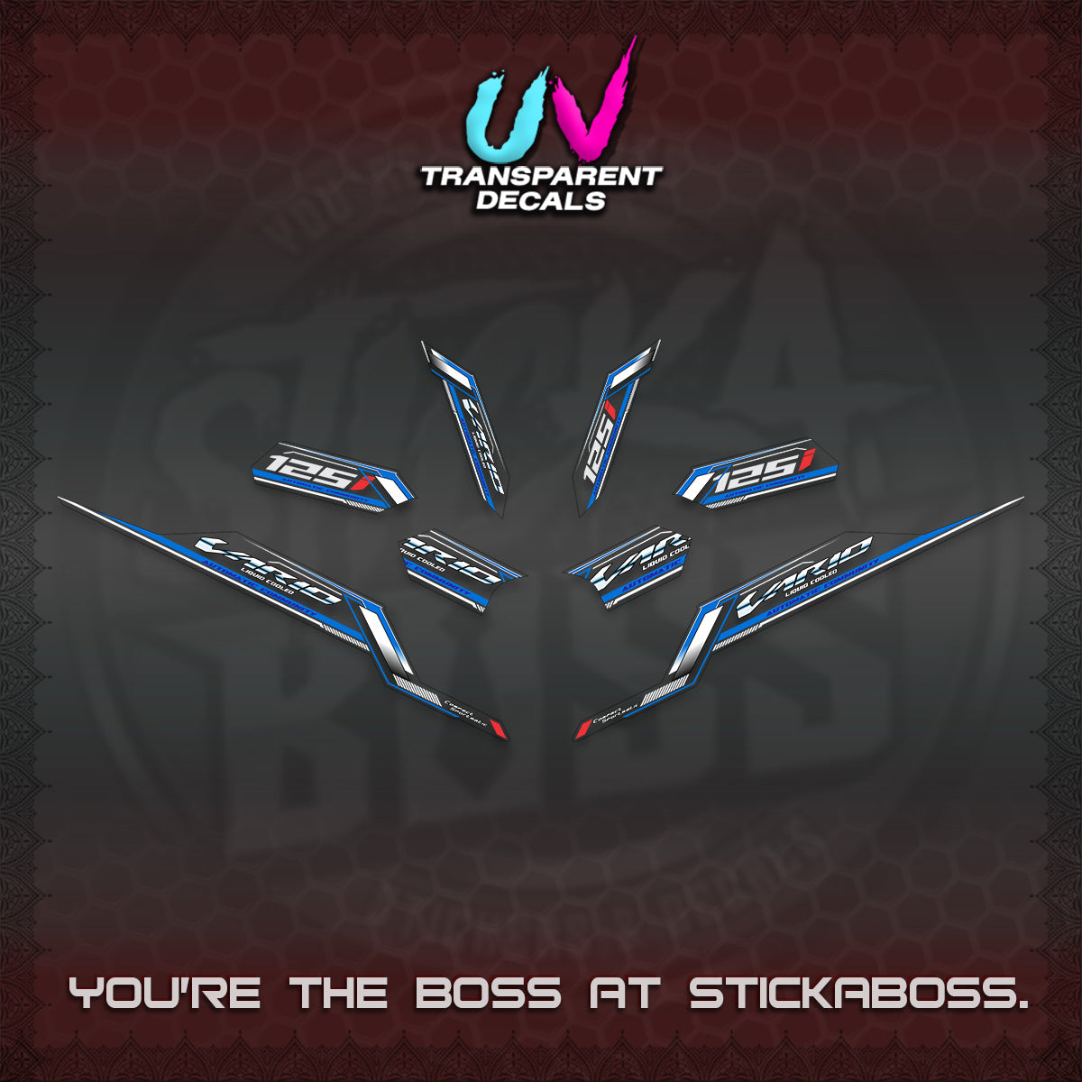CLICK V3 VARIO STRIPING UV TRANSPARENT DECALS (2026 SPORTS RACE DESIGN) STICKER KITS BY STICKABOSS