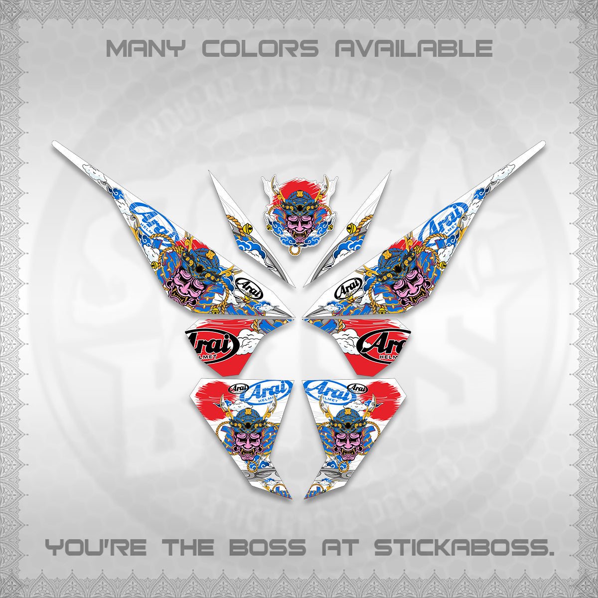 CLICK 125 V1 VARIO FOR WHITE DECALS (2026 NEW SAMURAI MOTIF) STICKER KITS BY STICKABOSS