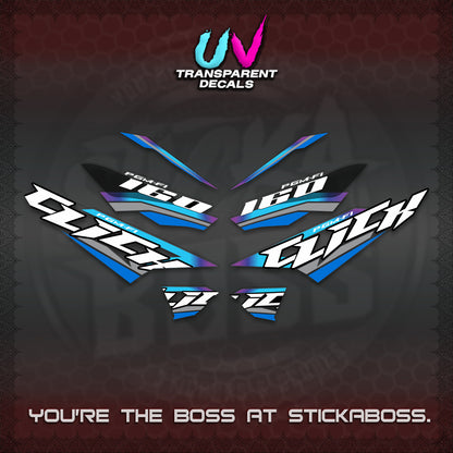 CLICK 160 STRIPING UV TRANSPARENT DECALS (SPORTS RACE STRIPES 01) STICKER KITS BY STICKABOSS