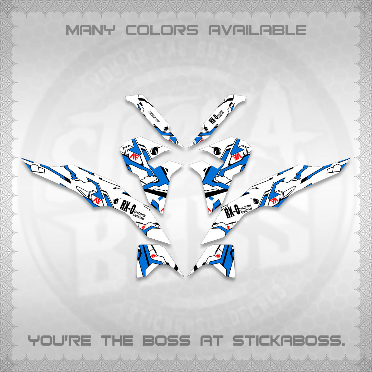 CLICK V3 VARIO FOR WHITE DECALS (UNICORN GUNDAM DESIGN) STICKER DECALS By STICKABOSS