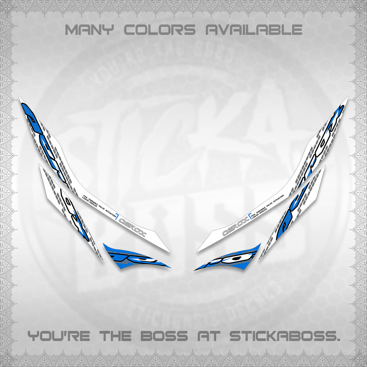 AEROX 155 V1 FOR WHITE DECALS (NEW 2026 VORTEX) STICKER KITS BY STICKABOSS