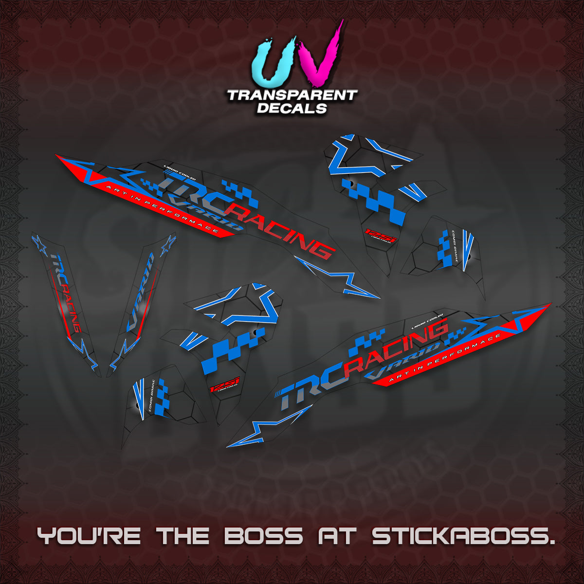 CLICK V3 UV TRANSPARENT DECALS (2026 TRC RACING DESIGN)STICKER DECALS By STICKABOSS