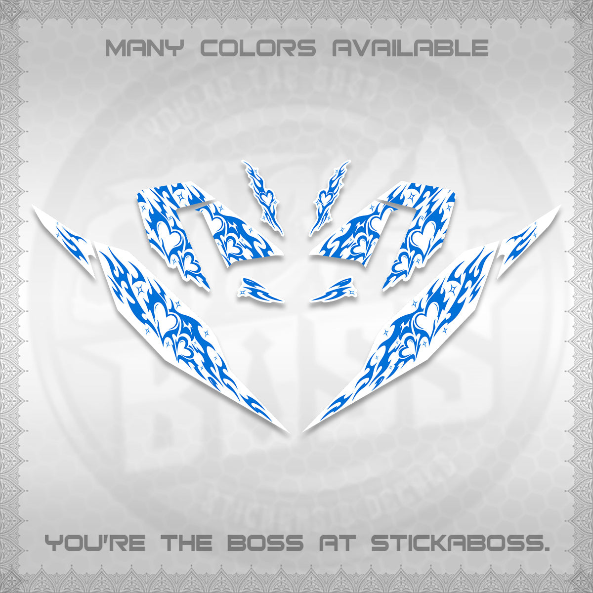 CLICK 125 V4 FOR WHITE DECALS (2026 TRIBAL HEART DESIGN) STICKER KITS BY STICKABOSS